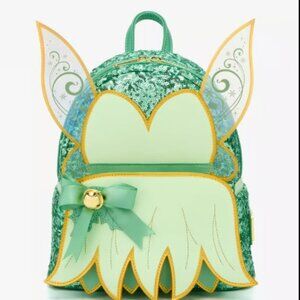 Loungefly Disney Tinker Bell Cosplay Sequin Holiday Mini Backpack New with Tags